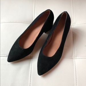 Black suede heels